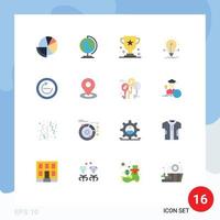 16 Creative Icons Modern Signs and Symbols of light creative map bulb prize Editable Pack of Creative Vector Design Elements