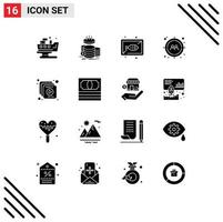 16 Universal Solid Glyph Signs Symbols of user target savings man dish Editable Vector Design Elements