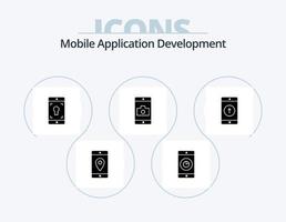 Mobile Application Development Glyph Icon Pack 5 Icon Design. application. mobile application. time. mobile. screen vector