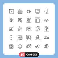 25 Thematic Vector Lines and Editable Symbols of imac monitor business computer resources Editable Vector Design Elements