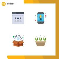 User Interface Pack of 4 Basic Flat Icons of internet marketing website phone box Editable Vector Design Elements