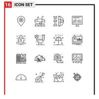 Set of 16 Vector Outlines on Grid for development coding punch plan international Editable Vector Design Elements