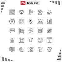 Set of 25 Modern UI Icons Symbols Signs for medical virtruvian hierarchy hdmi cable Editable Vector Design Elements