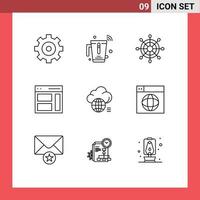 Set of 9 Modern UI Icons Symbols Signs for idea user helm sidebar interface Editable Vector Design Elements