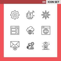 Set of 9 Modern UI Icons Symbols Signs for idea user helm sidebar interface Editable Vector Design Elements