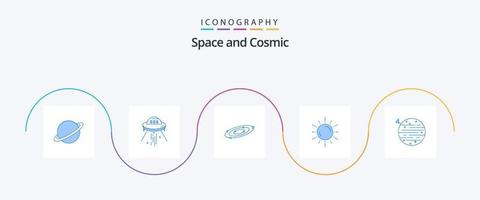 paquete de iconos space blue 5 que incluye espacio. universo. cohete. sistema. astronomía vector