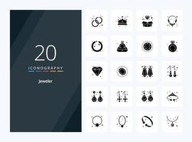 20 Jewellery Solid Glyph icon for presentation vector