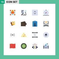 Mobile Interface Flat Color Set of 16 Pictograms of frame navigation process holiday compass Editable Pack of Creative Vector Design Elements