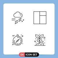 4 Line concept for Websites Mobile and Apps cloud guide rainy layout farming Editable Vector Design Elements