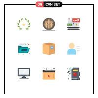 Pictogram Set of 9 Simple Flat Colors of commerce office thanksgiving folder laptop Editable Vector Design Elements