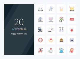 20 feliz día de la madre icono de color plano para presentación vector