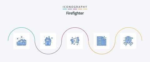 Firefighter Blue 5 Icon Pack Including risk. flame. fire. fire. warning vector