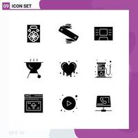 Set of 9 Modern UI Icons Symbols Signs for station fuel atm emotions bleeding heart Editable Vector Design Elements