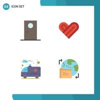 4 Universal Flat Icon Signs Symbols of door car interior love gdpr Editable Vector Design Elements