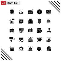 Mobile Interface Solid Glyph Set of 25 Pictograms of web communication best team browser dollar Editable Vector Design Elements