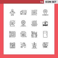 Pack of 16 creative Outlines of pollution energy ecommerce location compass Editable Vector Design Elements