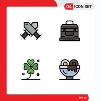 4 Filledline Flat Color concept for Websites Mobile and Apps achievement four wreath chest irish Editable Vector Design Elements