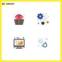 Pack of 4 Modern Flat Icons Signs and Symbols for Web Print Media such as bucket growth idea management business toy Editable Vector Design Elements