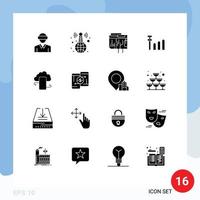 Pack of 16 creative Solid Glyphs of business signal news connection internet Editable Vector Design Elements