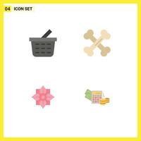 Pictogram Set of 4 Simple Flat Icons of basket china biology science money Editable Vector Design Elements