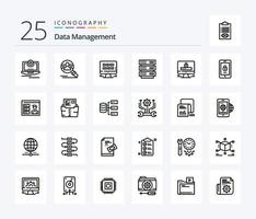 Data Management 25 Line icon pack including server . web. profile . management . data vector
