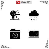 4 Creative Icons Modern Signs and Symbols of bulb folder cloud weather cue Editable Vector Design Elements