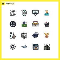 conjunto de 16 iconos de interfaz de usuario modernos símbolos signos para persona cara de usuario feliz avatar elementos de diseño de vectores creativos editables