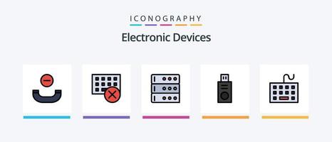 Devices Line Filled 5 Icon Pack Including hardware. devices. call. computer. iphone. Creative Icons Design vector