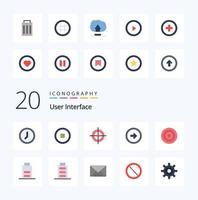 20 User Interface Flat Color icon Pack like line basic interface right user vector