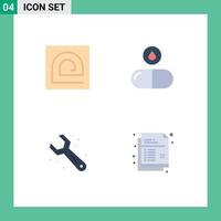 Group of 4 Modern Flat Icons Set for block adjustable password tablet tools Editable Vector Design Elements