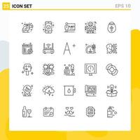 Set of 25 Modern UI Icons Symbols Signs for egg tech class smart robot Editable Vector Design Elements