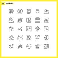 Group of 25 Lines Signs and Symbols for handbag ecommerce structure box notebook Editable Vector Design Elements