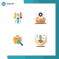 Universal Icon Symbols Group of 4 Modern Flat Icons of arrow setting upload cog search Editable Vector Design Elements