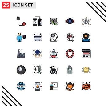 Editable Vector Line Pack of 25 Simple Filled line Flat Colors of plain insignia payment grade call Editable Vector Design Elements