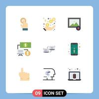 Pictogram Set of 9 Simple Flat Colors of connection business image exchange click Editable Vector Design Elements