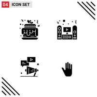 Stock Vector Icon Pack of 4 Line Signs and Symbols for hearts megaphone wedding speaker youtube Editable Vector Design Elements
