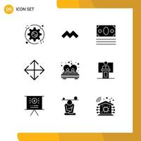 9 Universal Solid Glyph Signs Symbols of married couple money bed move Editable Vector Design Elements