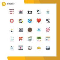 25 User Interface Flat Color Pack of modern Signs and Symbols of bow tie seo solution dumbell seo weight lifter Editable Vector Design Elements