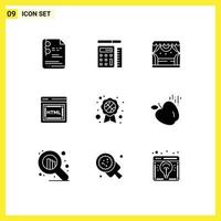 9 Creative Icons Modern Signs and Symbols of recognition badge award badge entertainment seo coding Editable Vector Design Elements