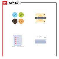 Group of 4 Modern Flat Icons Set for creative checklist tick bread task Editable Vector Design Elements