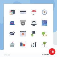 Pack of 16 Modern Flat Colors Signs and Symbols for Web Print Media such as cap report insurance graph business Editable Pack of Creative Vector Design Elements