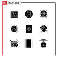 Set of 9 Modern UI Icons Symbols Signs for phone mobile basketball iphone object Editable Vector Design Elements