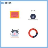 4 Creative Icons Modern Signs and Symbols of education phone unlocked call chart Editable Vector Design Elements