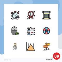 Group of 9 Modern Filledline Flat Colors Set for businessman gadget cooler devices computers Editable Vector Design Elements