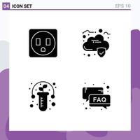 Pictogram Set of 4 Simple Solid Glyphs of electric faq data plant service Editable Vector Design Elements