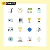 16 Universal Flat Color Signs Symbols of contact us communication click food dinner Editable Pack of Creative Vector Design Elements