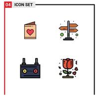 Modern Set of 4 Filledline Flat Colors and symbols such as card car heart arrows energy Editable Vector Design Elements