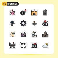 16 User Interface Flat Color Filled Line Pack of modern Signs and Symbols of protection label castle building discount clothes Editable Creative Vector Design Elements