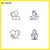 Pack of 4 Modern Filledline Flat Colors Signs and Symbols for Web Print Media such as security money person shield charity Editable Vector Design Elements