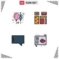 Universal Icon Symbols Group of 4 Modern Filledline Flat Colors of balloon bubble eight day feature message Editable Vector Design Elements